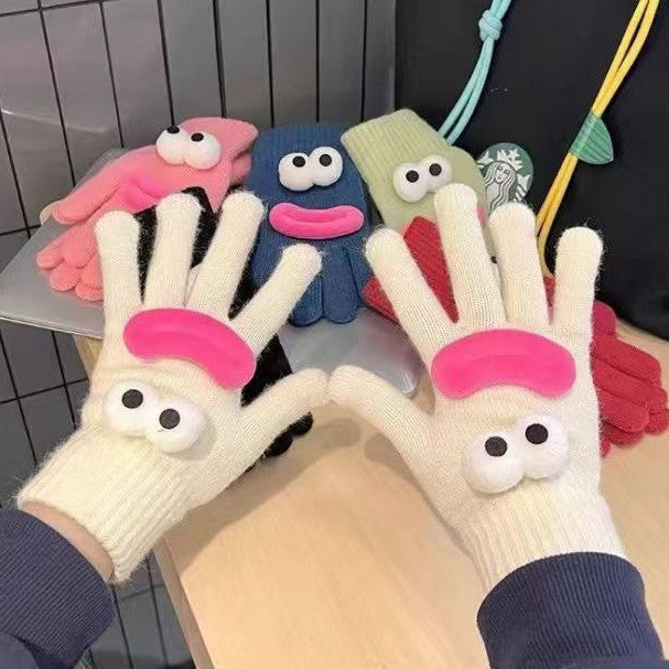 Wholesale Cute and funny warm fleece knitted gloves